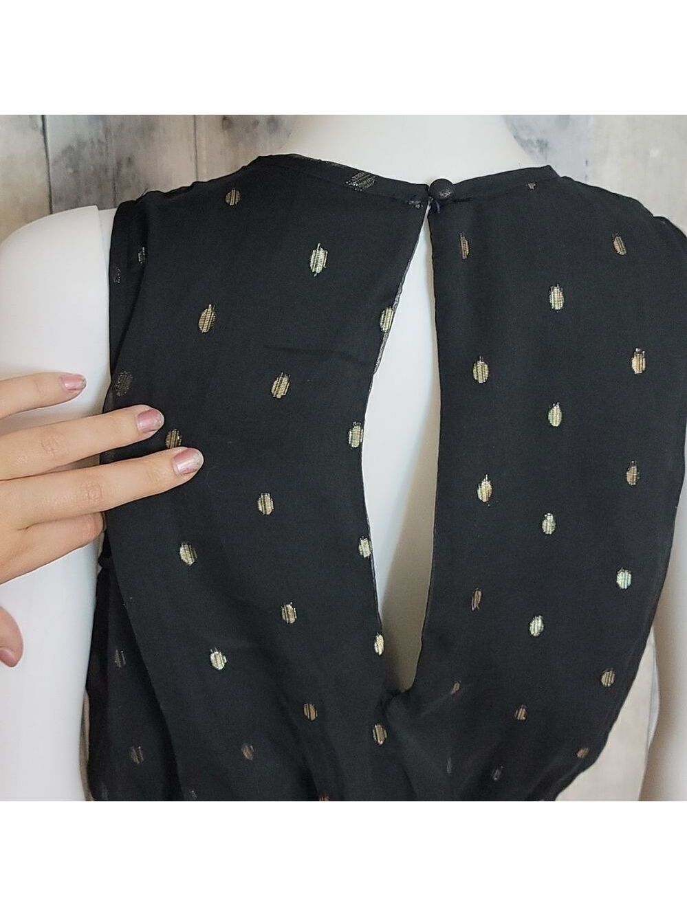 NWOT NSR Metallic Dot Jumpsuit Smocked Waist - Picture 9 of 13